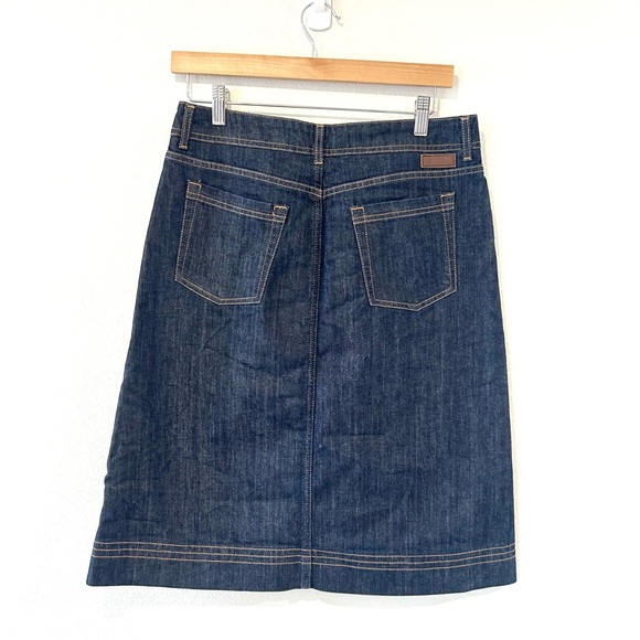 Boden Classic Blue Denim A-Line Skirt Contrast Stitching Cotton Preppy Size 8L - Picture 3 of 8